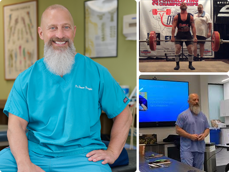 8x-World champion powerlifter Dr. Damian Fronzaglia at Champion Chiropractic in Coral Springs