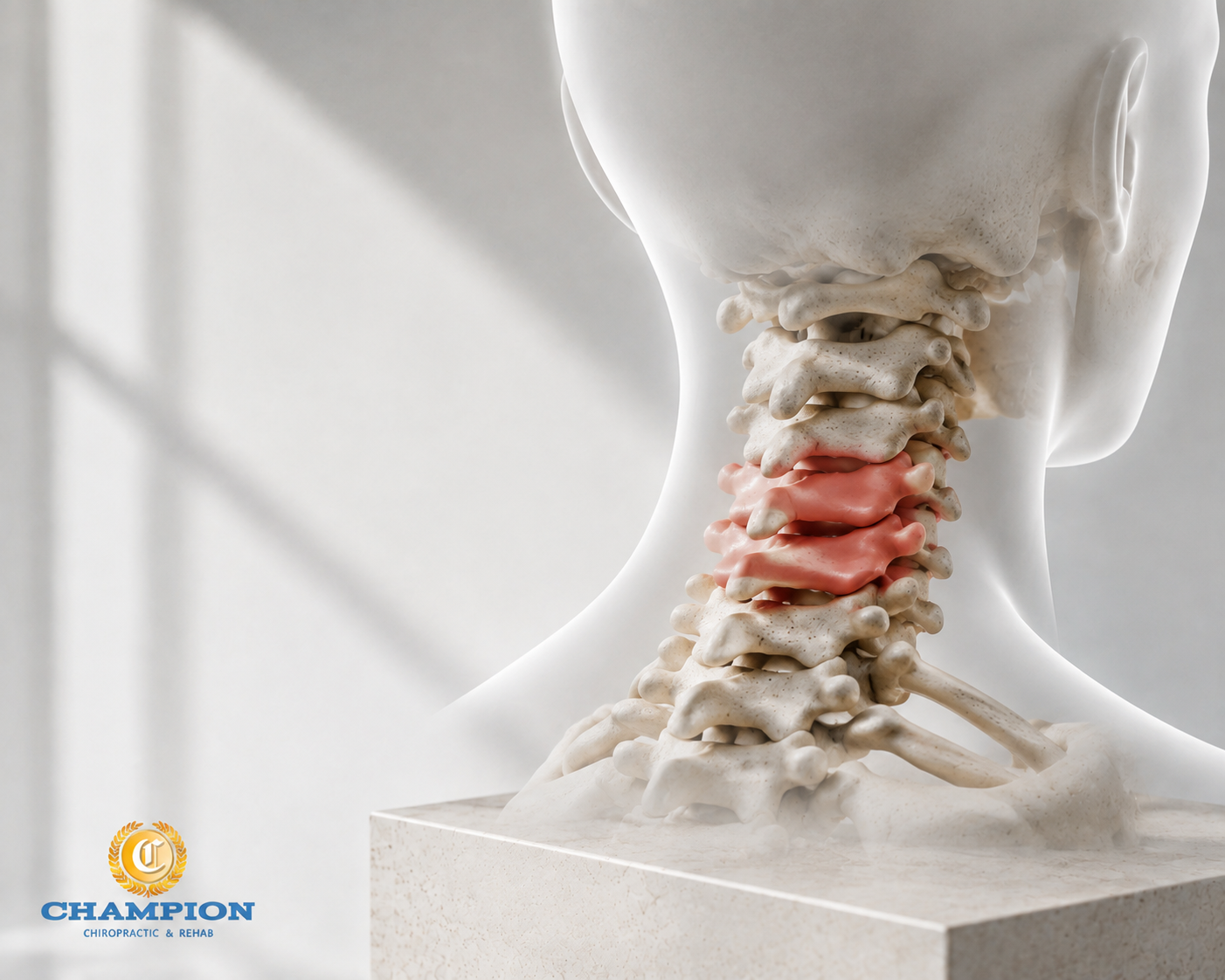 image representing neck in discomfort, illustrating chiropractic care for neck pain and stiffness at Champion Chiropractic in Coral Springs