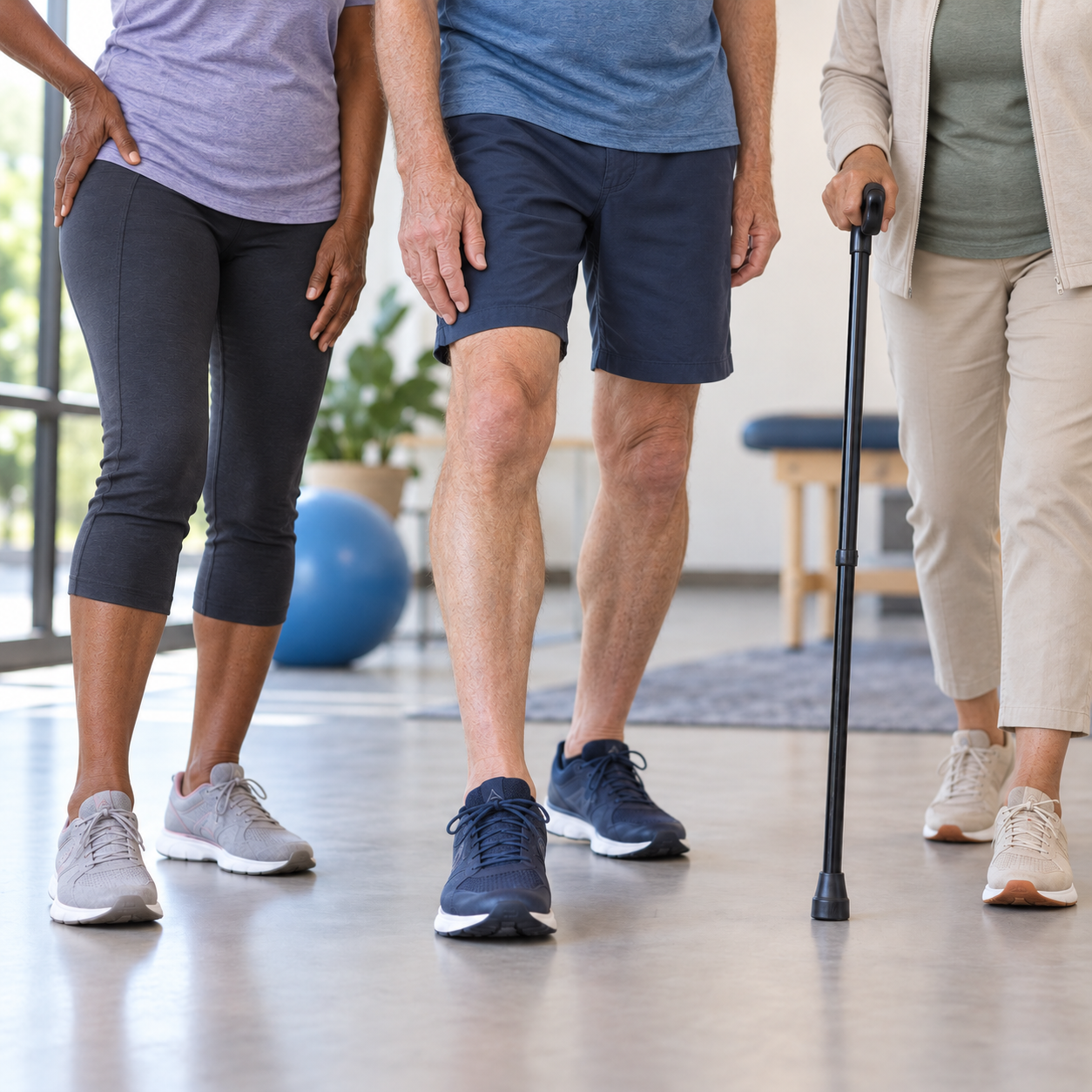 Adult standing with uneven weight distribution through the hips and legs
